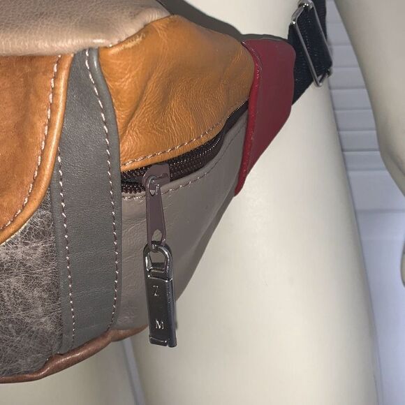 Vintage Leather Color Block Fanny Pack Waist Bag - Picture 4 of 13